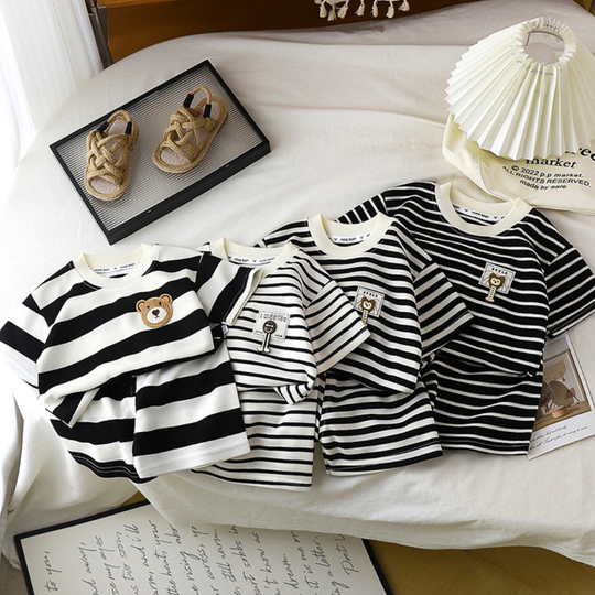 StripeBuddy – T-shirt en Shorts Set voor Jongens