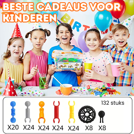 BuildoMax™ – 132 stuks Educatief STEM Bouwspeelgoed