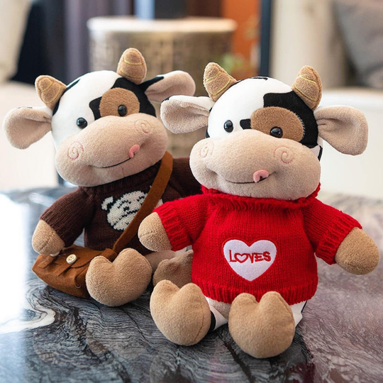 CowCuddle – Schattige Koe Knuffel met Trui & Tasje