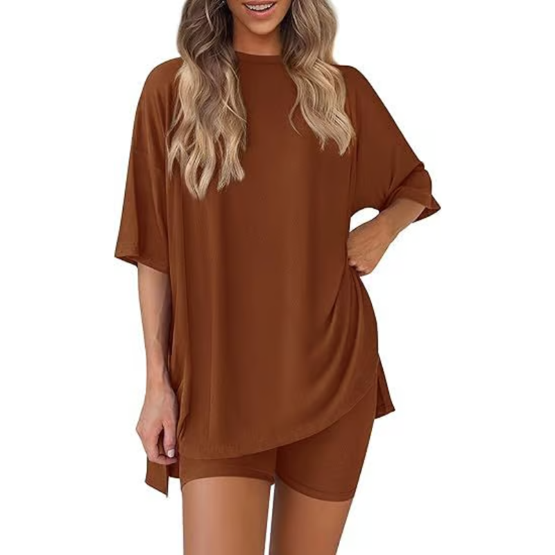 SummerEase™ – 2-delige Dames Set – Luchtige T-shirt & Stretch Shorts
