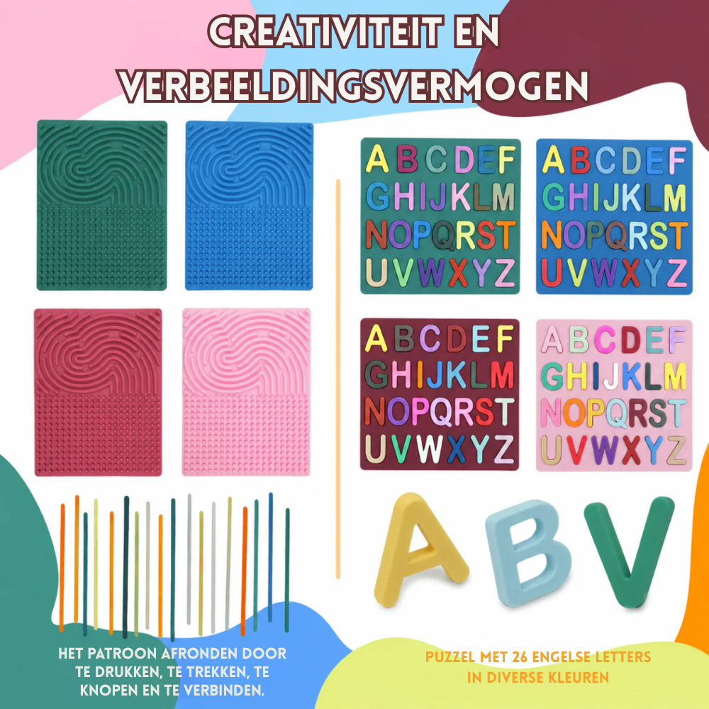 Letterpret – Sensorisch Siliconen Activiteitenbord met Letters