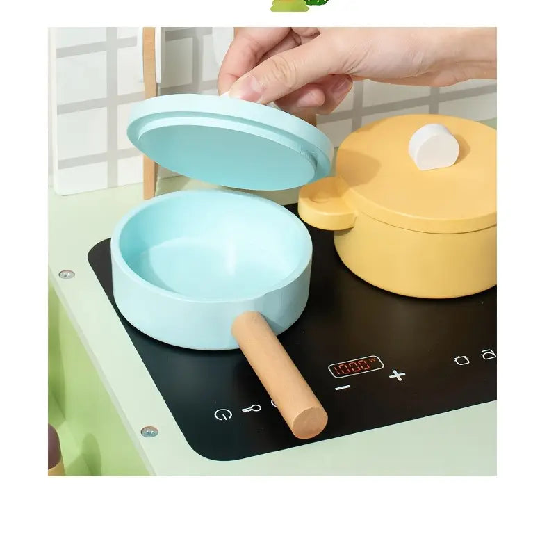 Houten Speelkeuken Milo & Moon® Chef’s Corner – Grote Kinderkeuken met Accessoires – Groen – Vanaf 3 Jaar – Realistisch Kookspel