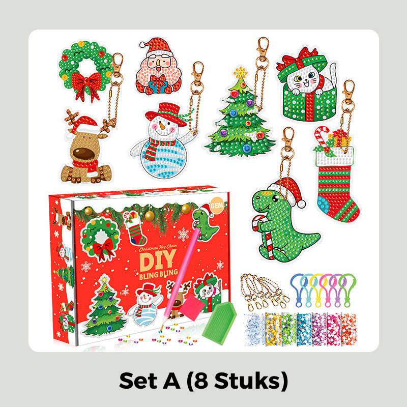 HolidayCharm™ – Kersteditie DIY Diamond Painting Sleutelhanger Set