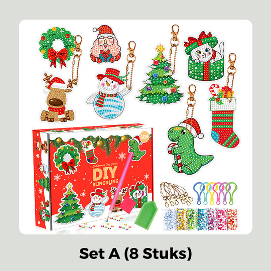 HolidayCharm™ – Kersteditie DIY Diamond Painting Sleutelhanger Set