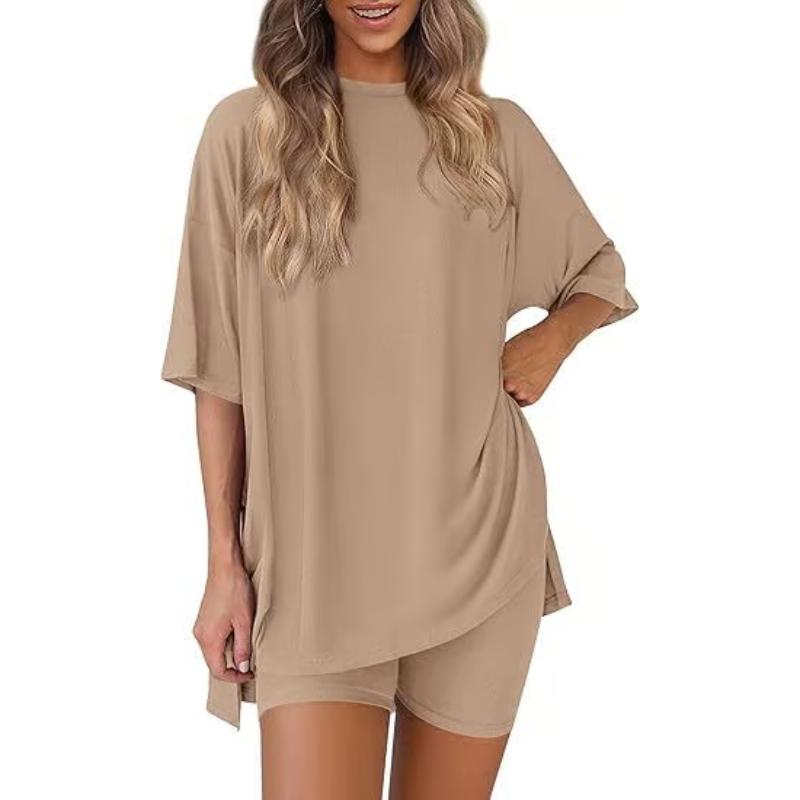 SummerEase™ – 2-delige Dames Set – Luchtige T-shirt & Stretch Shorts