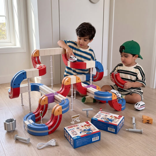 <font dir="auto" style="vertical-align: inherit;"><font dir="auto" style="vertical-align: inherit;">Jouet magnétique pour enfants, double voie électrique, assemblage de train cube magique, pour garçons, bricolage</font></font>