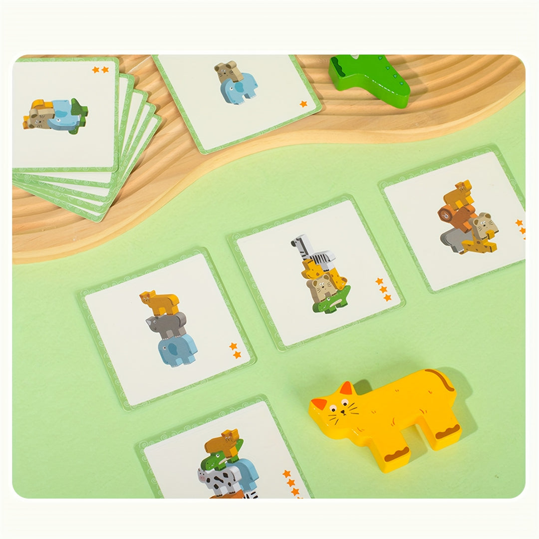 StackoFun™ – Houten Stapelblokken & Dieren Sorteerspel