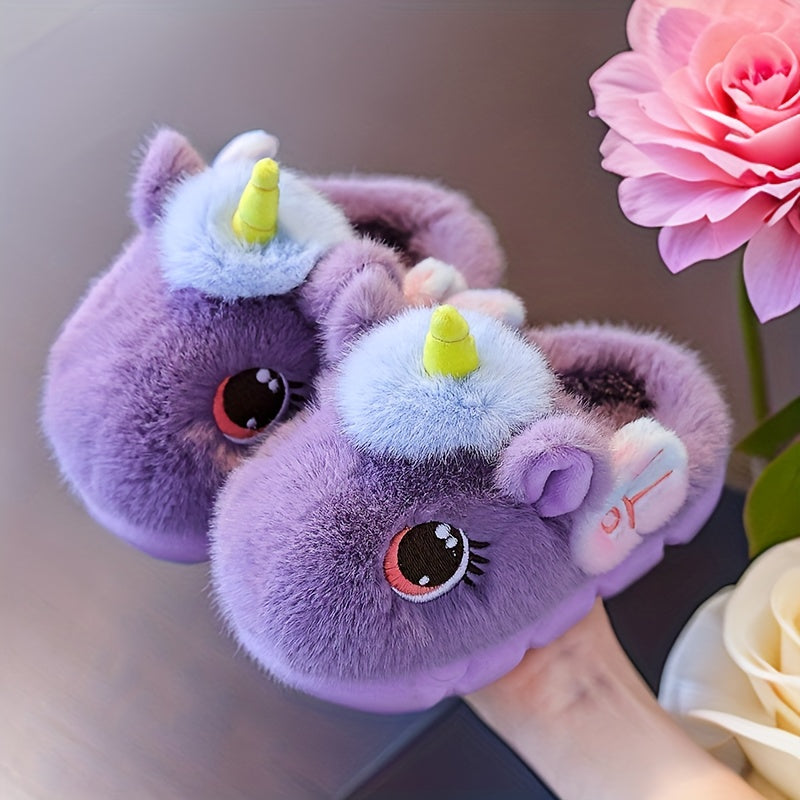 UniCozy™ – Meisjes Eenhoorn Winterhuispantoffels met Pluche
