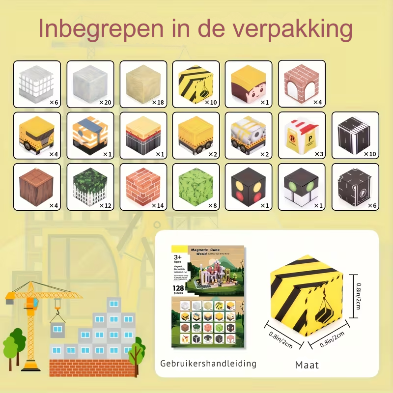 MagnoPlay™ – 128-delige Magnetische Bouwset – Creatief Assemblage Speelgoed