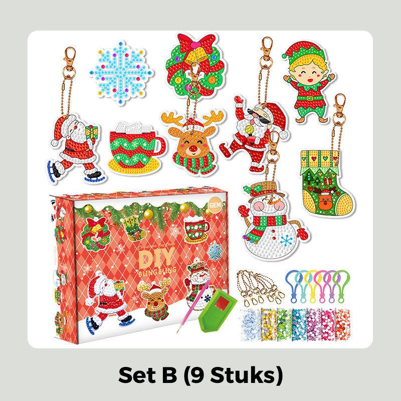 HolidayCharm™ – Kersteditie DIY Diamond Painting Sleutelhanger Set