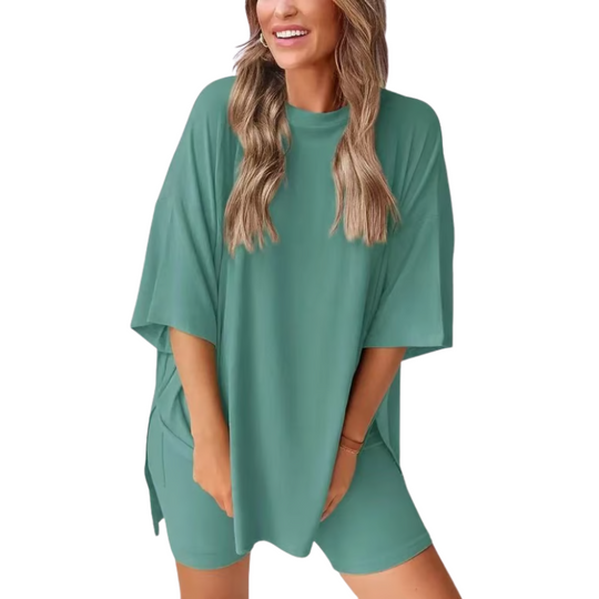 SummerEase™ – 2-delige Dames Set – Luchtige T-shirt & Stretch Shorts