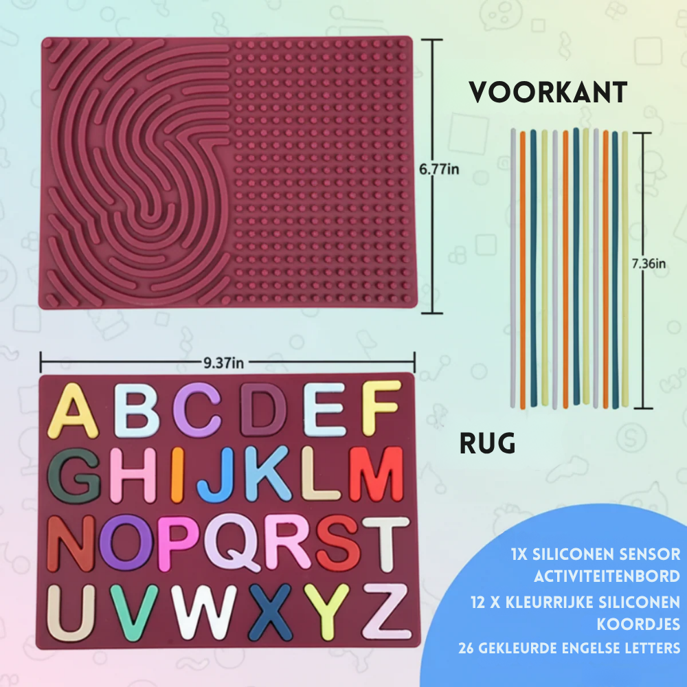 Letterpret – Sensorisch Siliconen Activiteitenbord met Letters