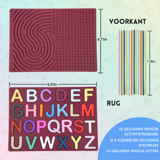 Letterpret – Sensorisch Siliconen Activiteitenbord met Letters