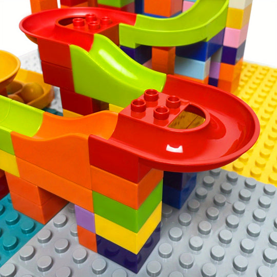 BuildPlay™ Kinder Speeltafel Set – Tafel met 2 Stoelen, Dubbelzijdig Bouwblokken Tafelblad & Opbergbak