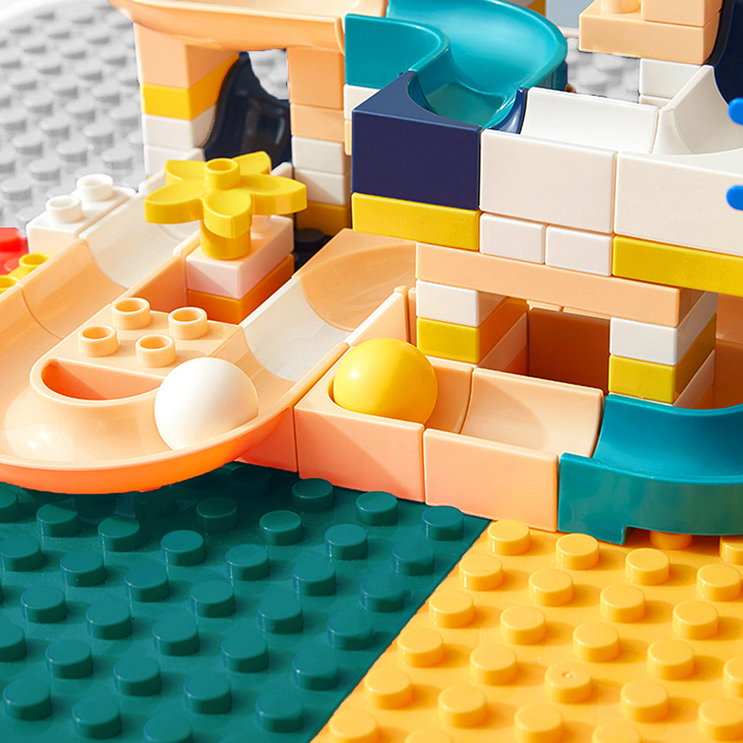 BuildPlay™ Kinder Speeltafel Set – Tafel met 2 Stoelen, Dubbelzijdig Bouwblokken Tafelblad & Opbergbak