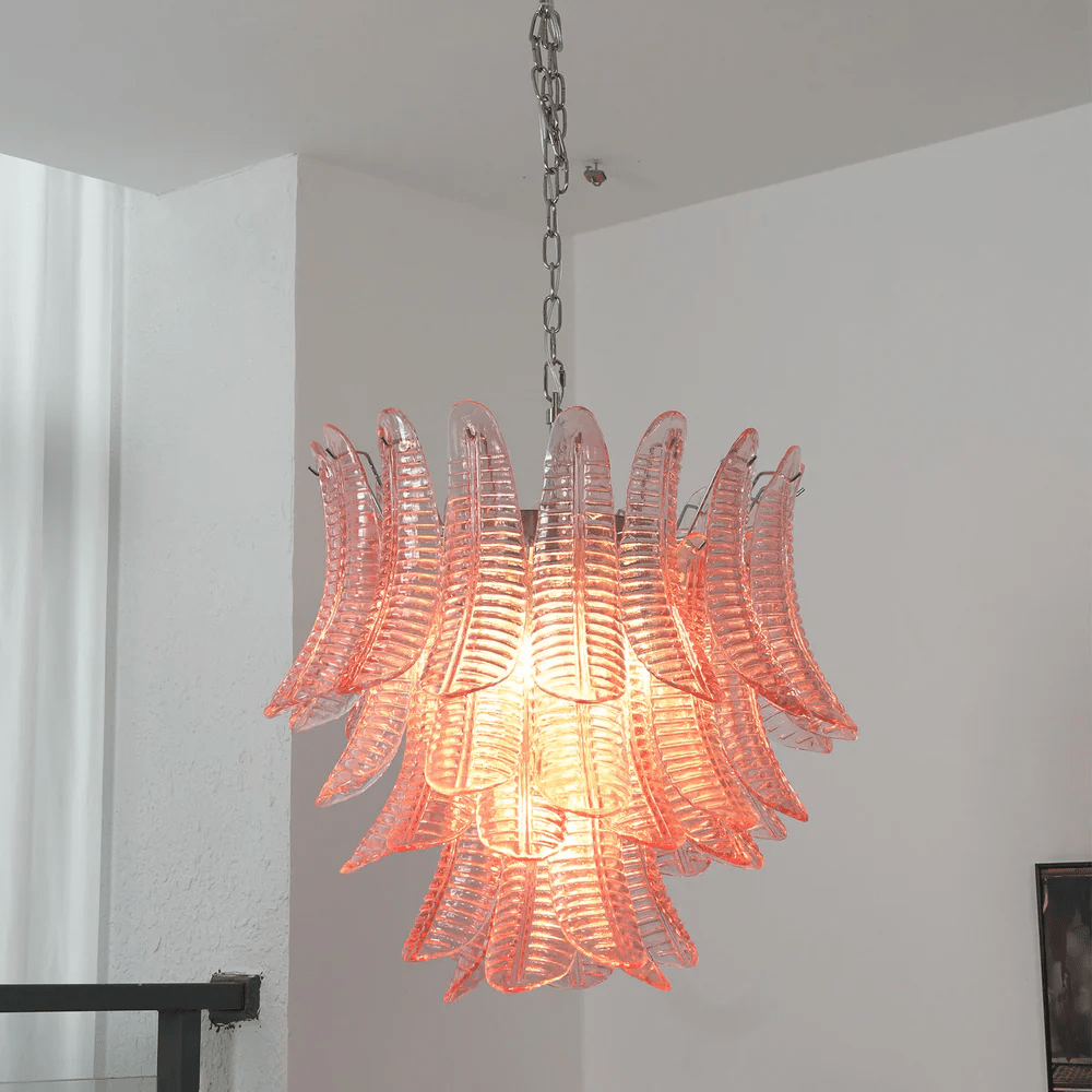 Bloesemkroon kroonluchter roze glas kinderkamer