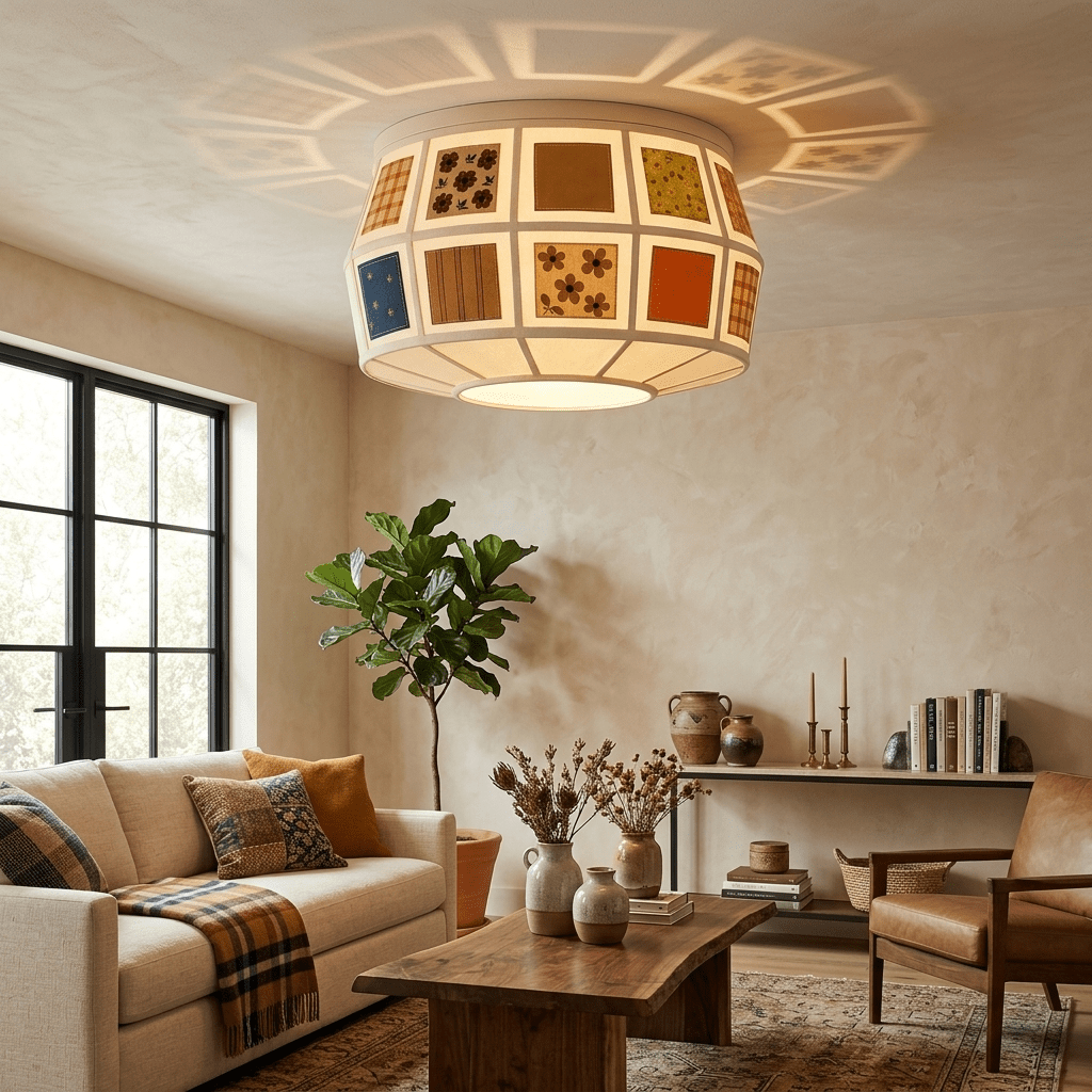 Patchwork plafondlamp nostalgisch design