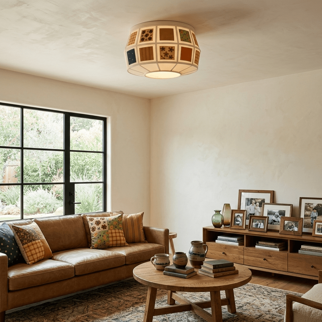 Lappenlief patchwork lamp detail stof