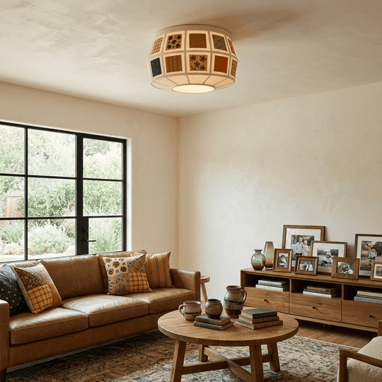 Lappenlief patchwork lamp detail stof