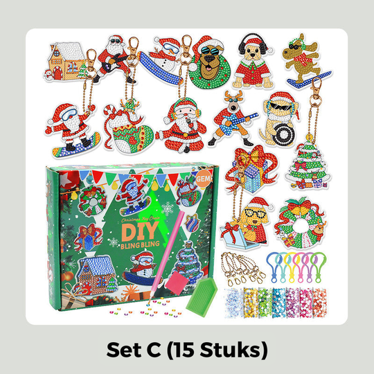 HolidayCharm™ – Kersteditie DIY Diamond Painting Sleutelhanger Set