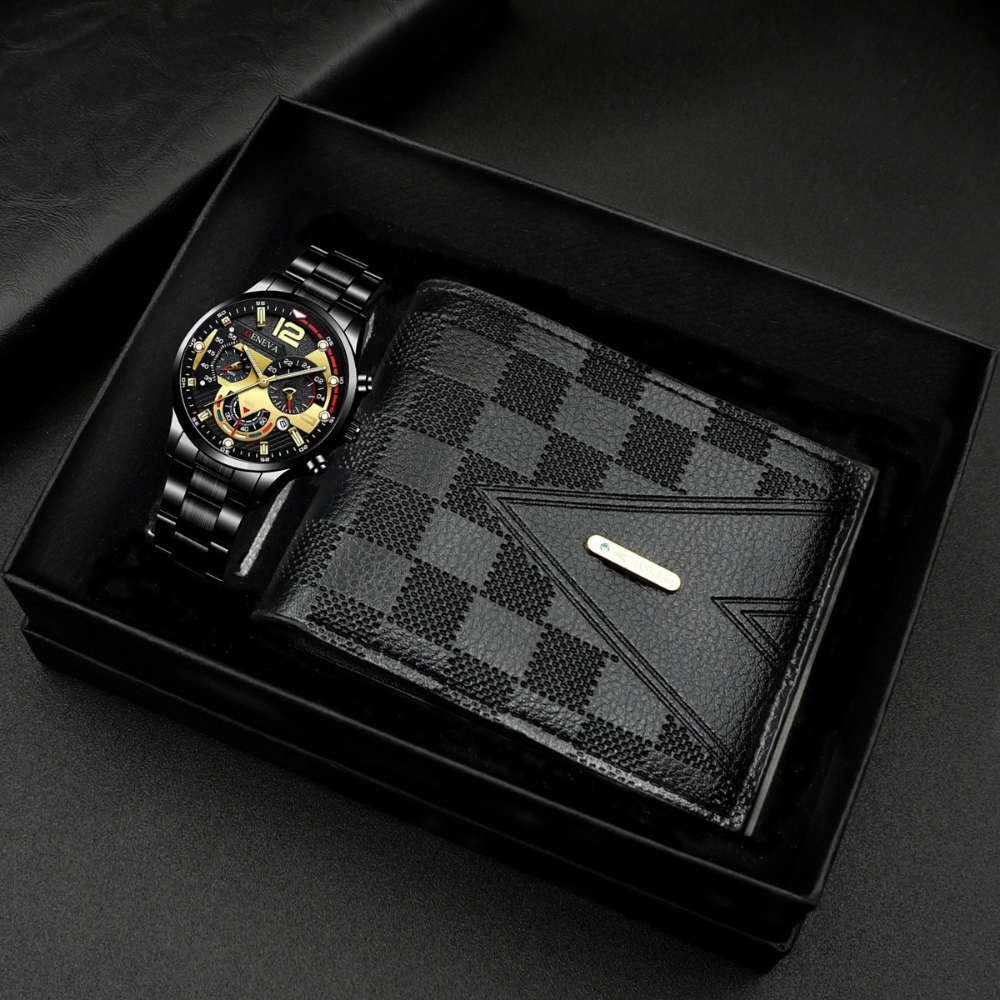 GentlemanBox – Heren Horloge en Portemonnee Cadeauset