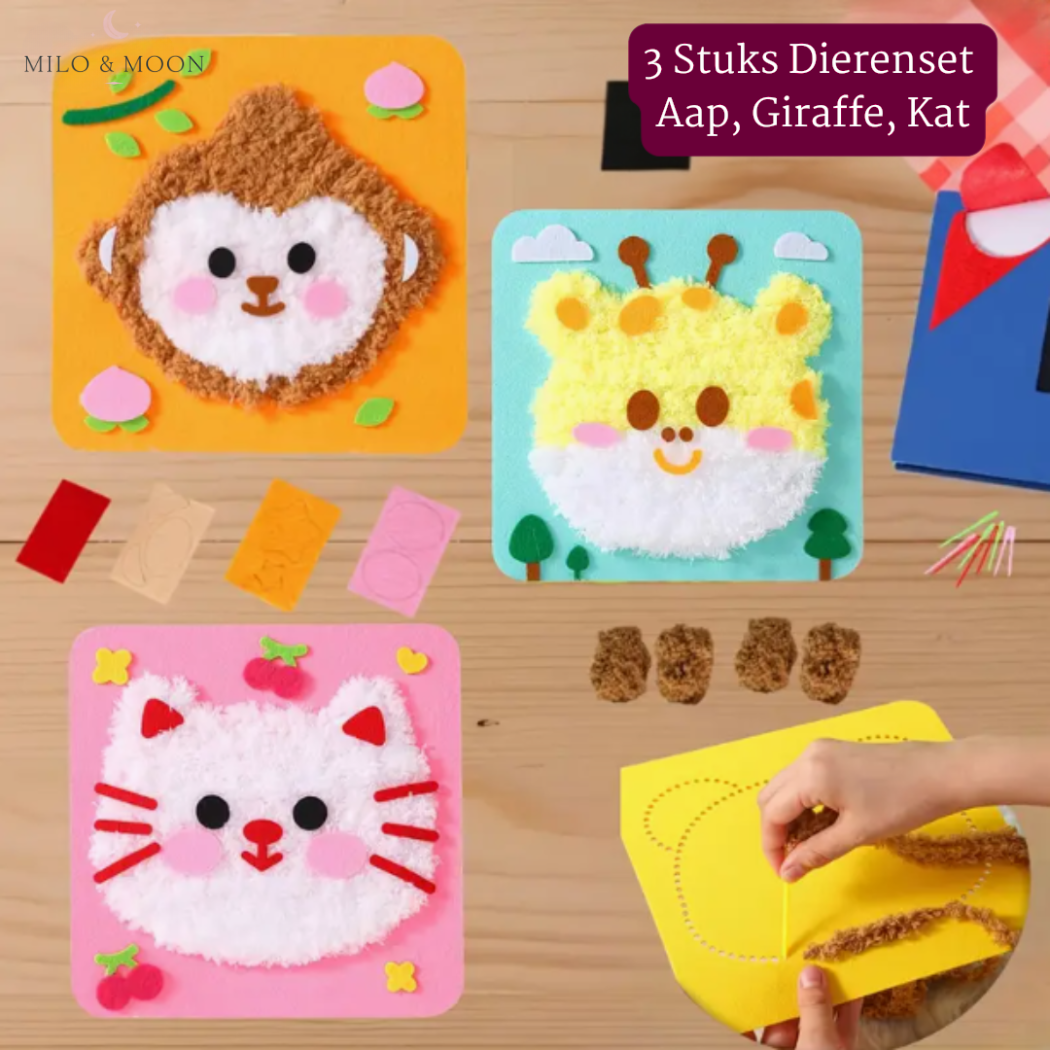 Milo & Moon - Creatieve Dieren Borduur-Kit
