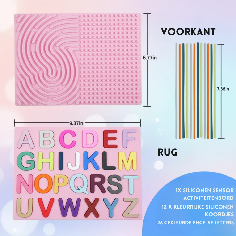 Letterpret – Sensorisch Siliconen Activiteitenbord met Letters
