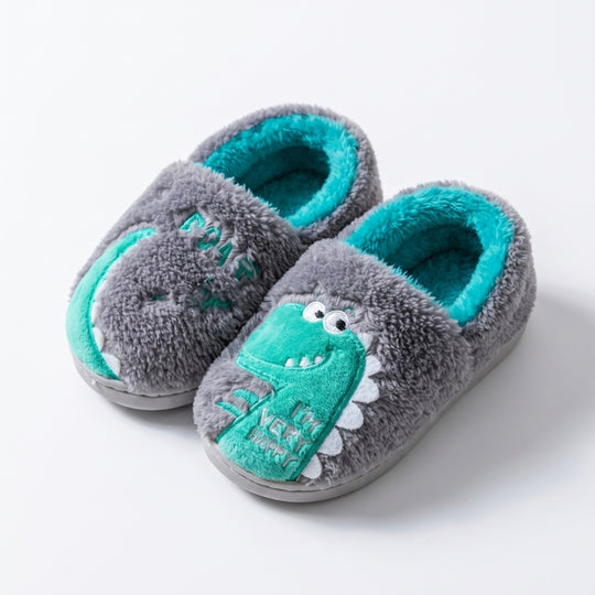 DinoHops – Pluche Kinderpantoffels met Vrolijke Dinofiguren