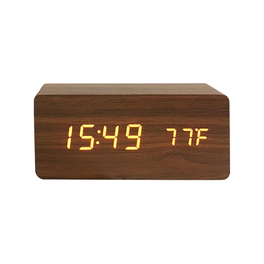 WoodAlarm™ – Draadloos Opladende Houten Wekker – Slim LED-Display