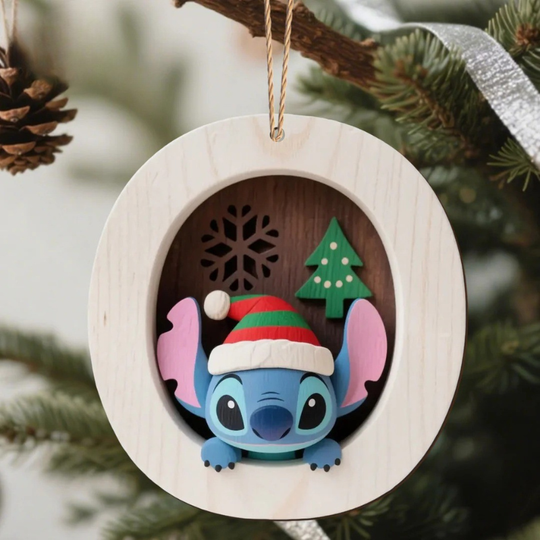 Houten Stich Ornament™ – 26 Letters & Steek Decoratie met Sneeuwvlokontwerp