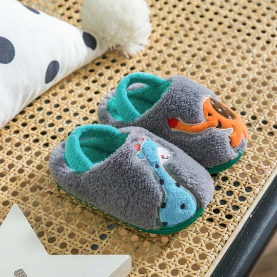 DinoStep – Pluche Kinderpantoffels met Dinosaurusdesign