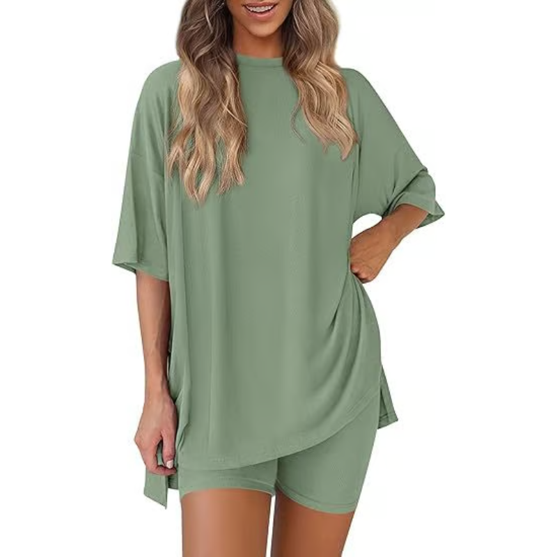 SummerEase™ – 2-delige Dames Set – Luchtige T-shirt & Stretch Shorts