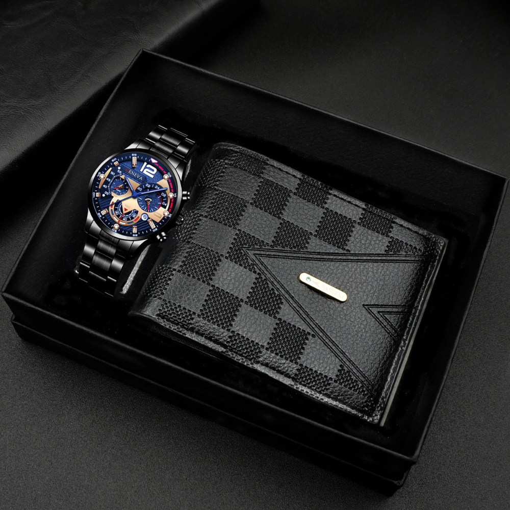 GentlemanBox – Heren Horloge en Portemonnee Cadeauset