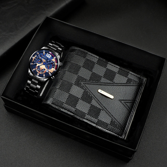 GentlemanBox – Heren Horloge en Portemonnee Cadeauset