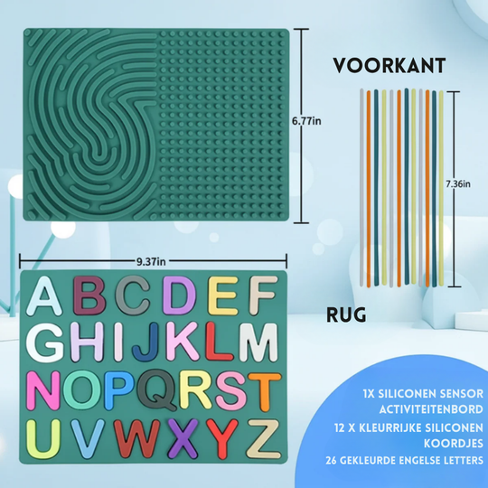 Letterpret – Sensorisch Siliconen Activiteitenbord met Letters