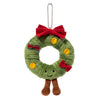WreathBuddy – Peluche Colgante de Corona de Navidad con Lazo Rojo