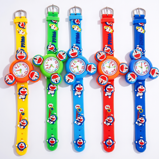 DoraTime – Blauwe Cartoon Draaihorloge voor Kinderen