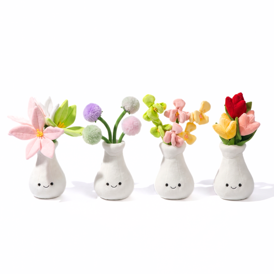 FlowerBuddy – Pluche Bloemen in Glimlachende Vaas