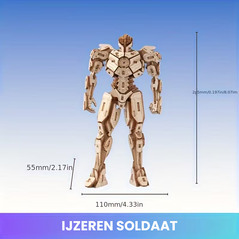 IronWood™ – 3D Houten Robot Puzzel