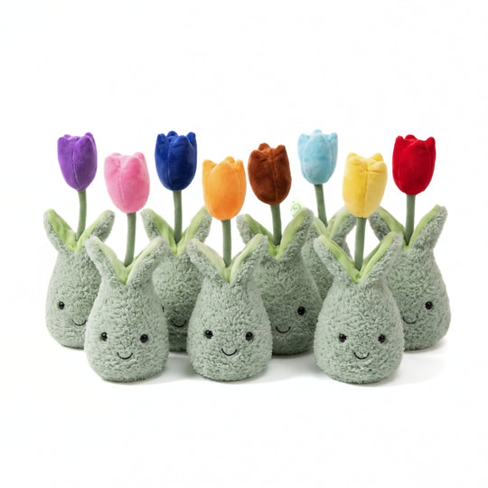 TulipBuddy – Pluche Tulp in Glimlachende Vaas