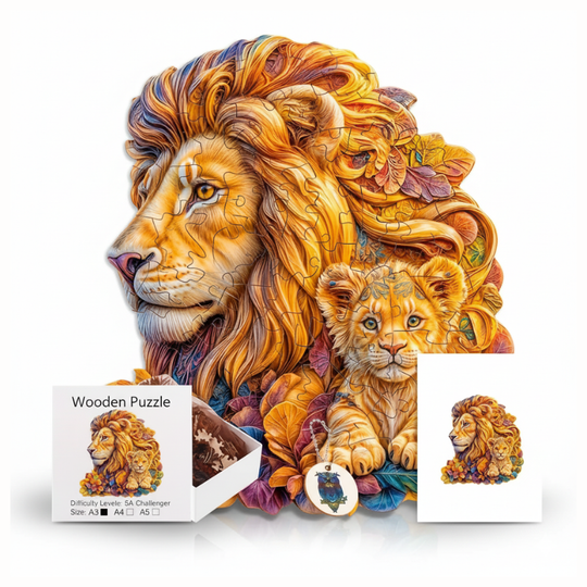LionCraft™ – Houten Leeuwenpuzzel in Dierenvorm