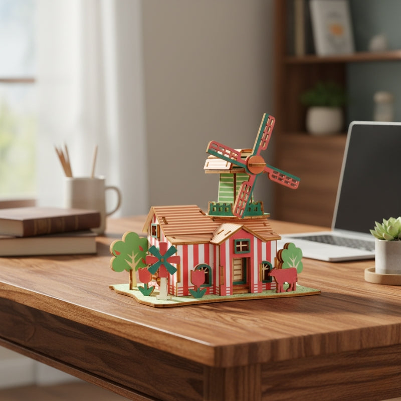 FarmWindmill – 3D Houten Bouwpuzzel Windmolen