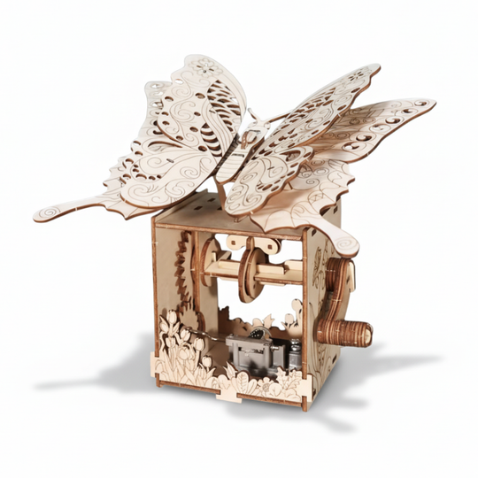 MelodyWings™ – 3D Houten Vlinder Muziekdoos met 8 Melodieën & Bloemendetails