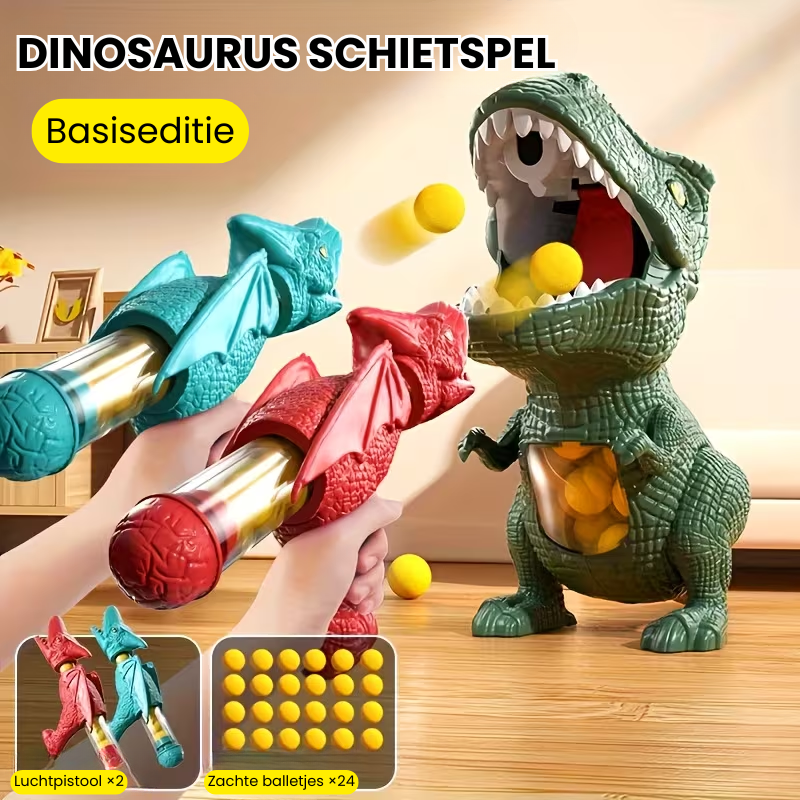 DinoShot™ – Interactief Dino Schietspel met Lanceerhandles & Sponsballen