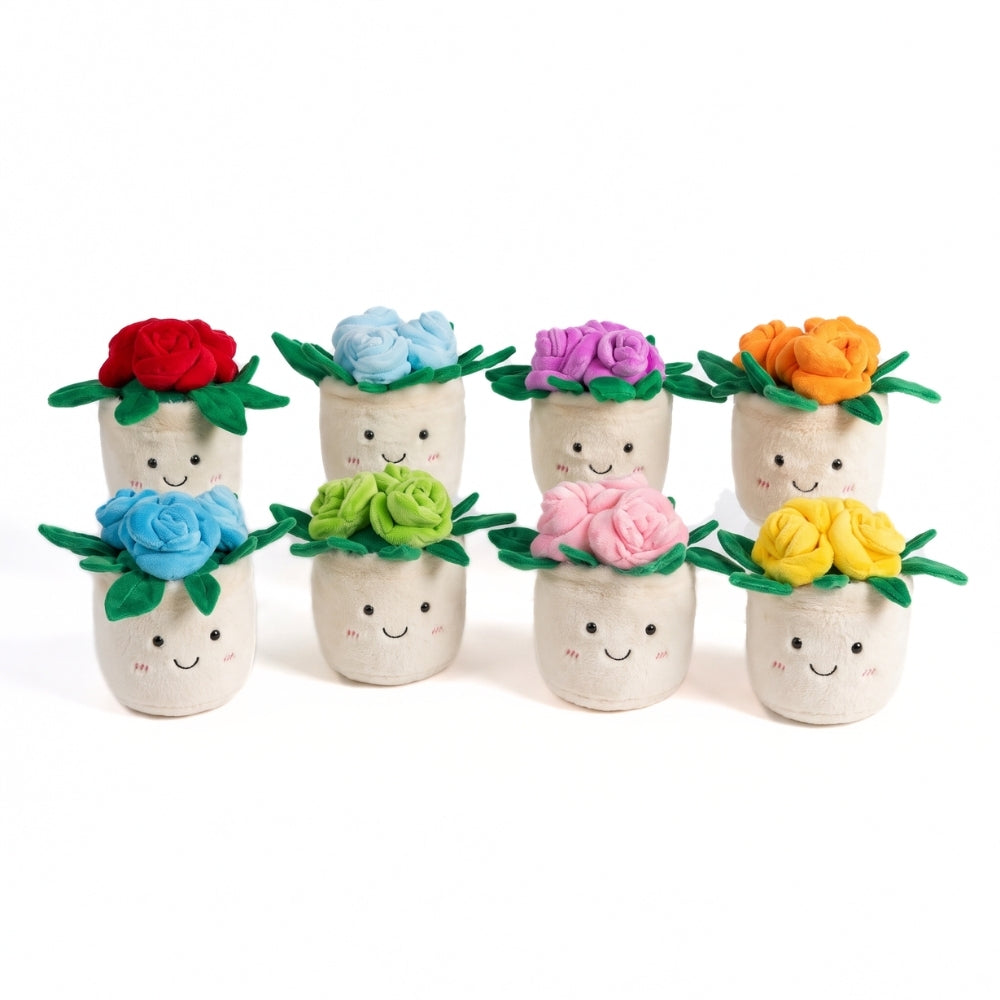 RoseBuddy – Pluche Roos in Glimlachende Bloempot