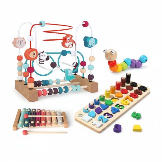 PlayCortex – 4-delige Houten Speelgoedset