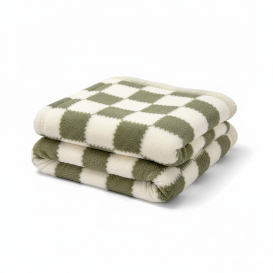 CheckaSherpa™ – Luxe Geruite Sherpa Deken – Dubbelzijdige Pluche Plaid