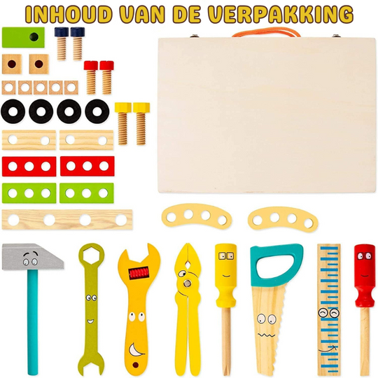 TinyToolbox™ – Educatieve Houten Gereedschapskist – Creatief Speelgoed