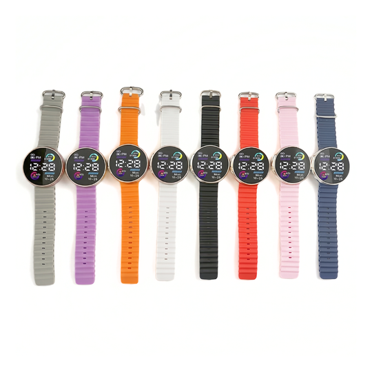 GlowFit – Rond LED Sporthorloge met Siliconen Band