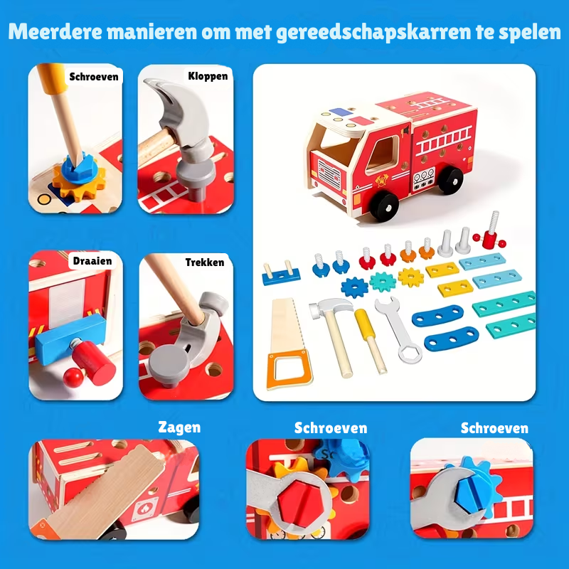 FireTruckBuild™ – Houten Brandweerauto Bouwset – Educatief Speelgoed